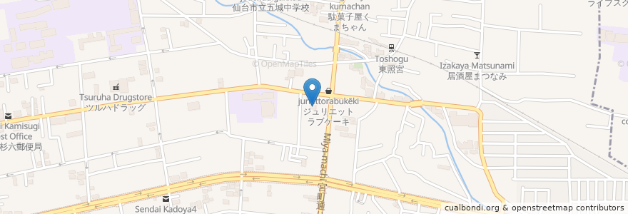 Mapa de ubicacion de 山本眼科医院 en ژاپن, 宮城県, 仙台市, 青葉区.
