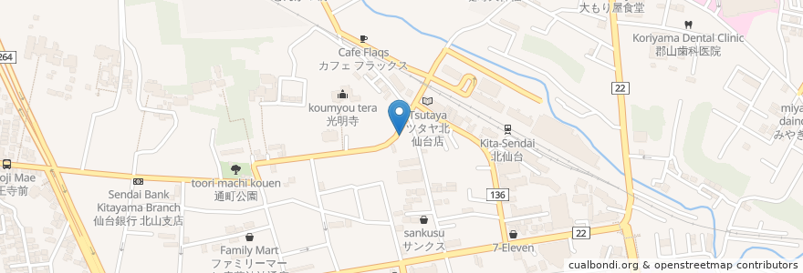 Mapa de ubicacion de 鹿島デンタルオフィス en ژاپن, 宮城県, 仙台市, 青葉区.