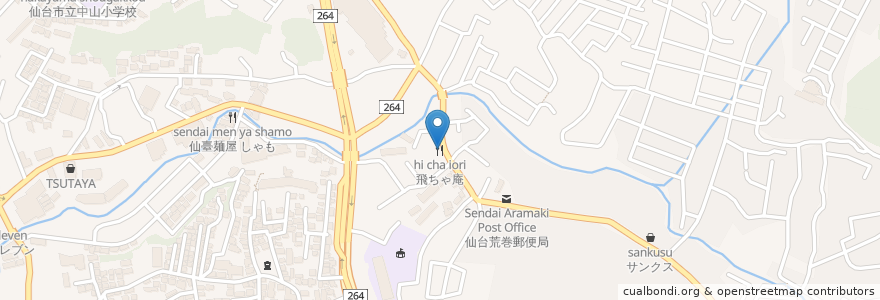 Mapa de ubicacion de 飛ちゃ庵 en 일본, 미야기현, 仙台市, 青葉区.