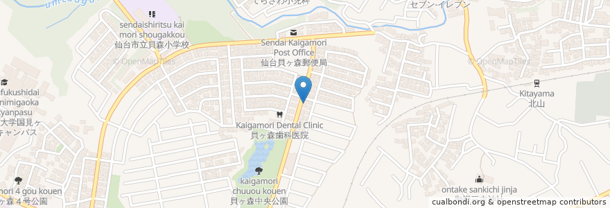 Mapa de ubicacion de 貝ヶ森きむら医院 en Япония, Мияги, 仙台市, 青葉区.