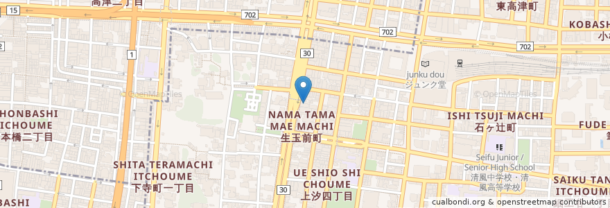 Mapa de ubicacion de カナリヤ薬局 en 日本, 大阪府, 大阪市, 天王寺区.
