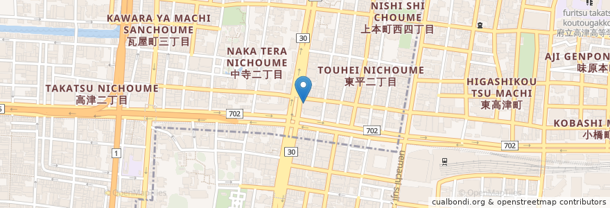 Mapa de ubicacion de つる製麺 en Giappone, Prefettura Di Osaka, 大阪市, 中央区.