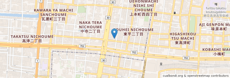 Mapa de ubicacion de うなばら en Japonya, 大阪府, 大阪市, 天王寺区, 中央区.