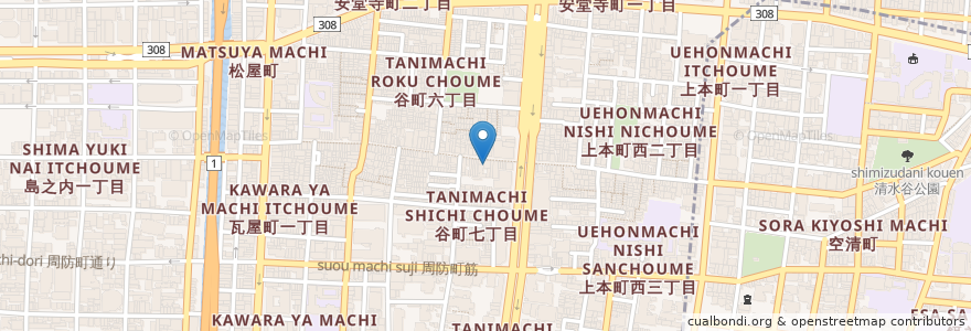 Mapa de ubicacion de 八木歯科 en Japan, 大阪府, Osaka, 中央区.
