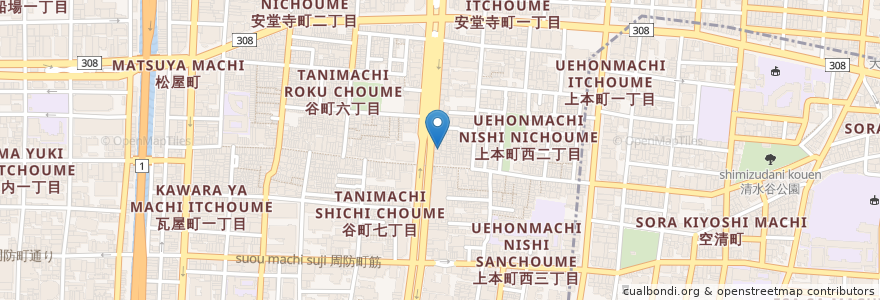 Mapa de ubicacion de サンマリノ en Japan, Osaka Prefecture, Osaka, Chuo.
