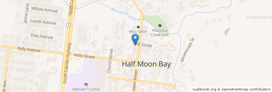 Mapa de ubicacion de Sushi Main Street en Amerika Syarikat, California, San Mateo County, Half Moon Bay.