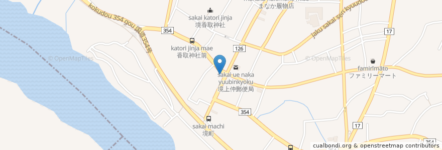 Mapa de ubicacion de 町営無料駐車場 en Japan, Ibaraki Prefecture, Sashima County, Sakai.