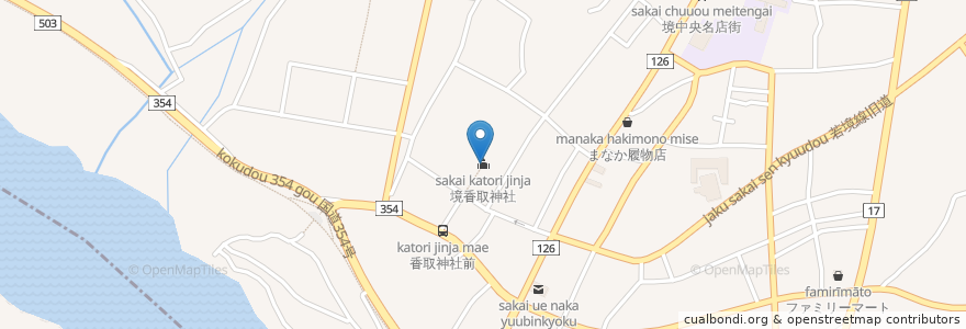 Mapa de ubicacion de 境香取神社 en Japan, Präfektur Ibaraki, 猿島郡, 境町.