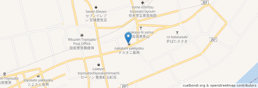 Mapa de ubicacion de ナカタニ薬局 en 日本, 宮城県, 登米市.