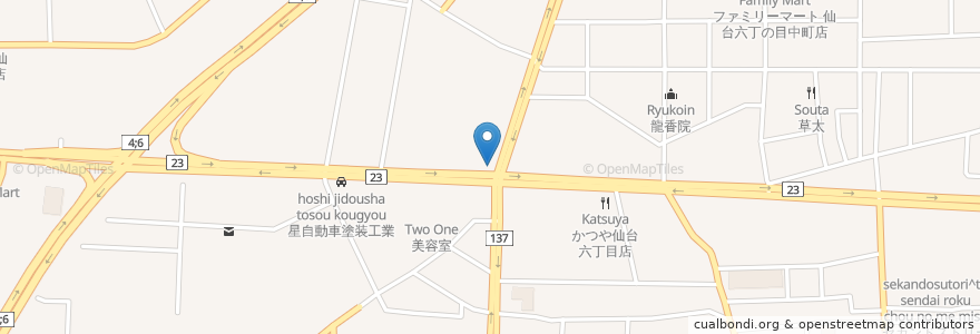Mapa de ubicacion de 六丁の目保育園 en Japan, Präfektur Miyagi, 仙台市, 若林区.