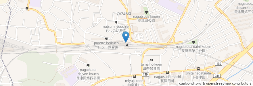 Mapa de ubicacion de ゆうちょ銀行 en 일본, 가나가와현, 요코하마시, 緑区.