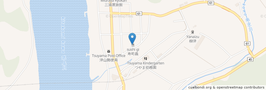 Mapa de ubicacion de 寿司義 en Япония, Мияги, 登米市.
