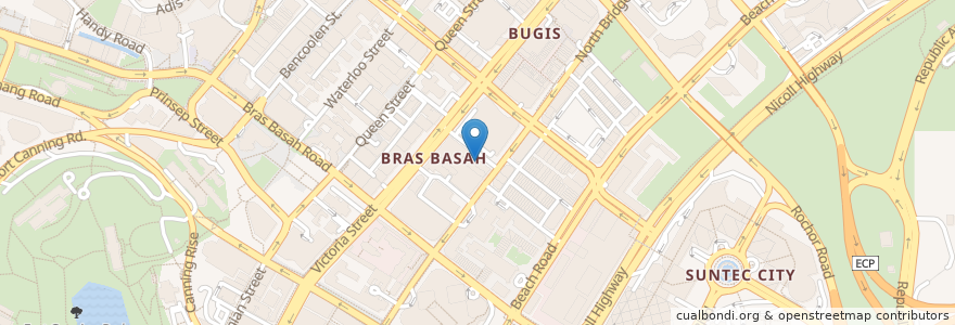 Mapa de ubicacion de Bras Basah Post Office en Singapur, Central.
