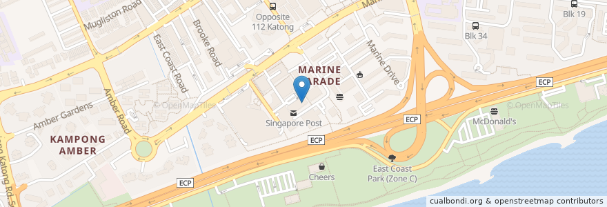 Mapa de ubicacion de Marine Parade Post Office en Singapur, Southeast.