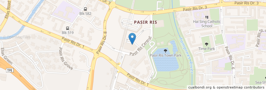 Mapa de ubicacion de Pasir Ris Central Post Office en Singapore, Northeast.