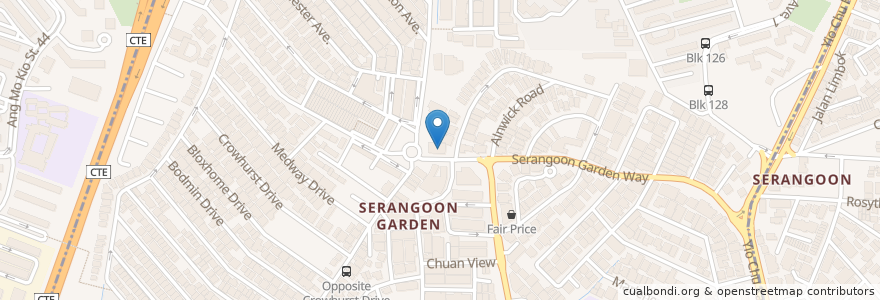 Mapa de ubicacion de Serangoon Garden Post Office en シンガポール, Southeast, Central.