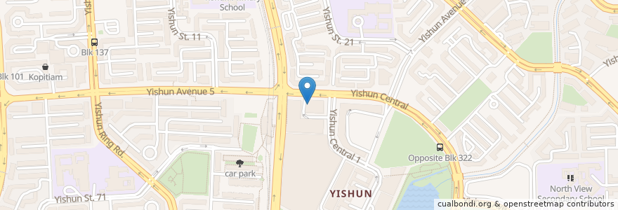 Mapa de ubicacion de Yishun Central Post Office en Сингапур, Northwest.