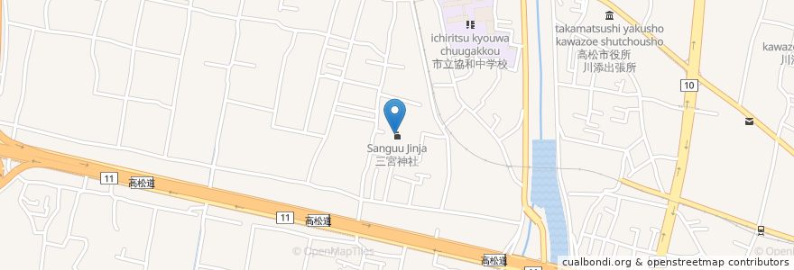 Mapa de ubicacion de 三宮神社 en 日本, 香川県, 高松市, 林地区.