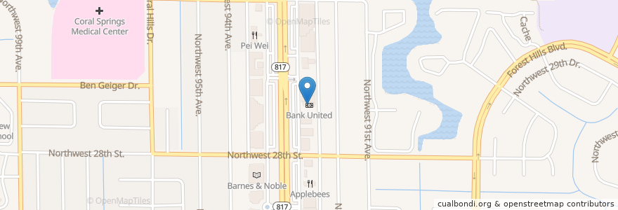 Mapa de ubicacion de Bank United en Verenigde Staten, Florida, Broward County, Coral Springs.