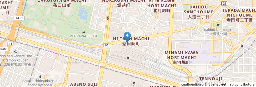 Mapa de ubicacion de やよい軒 en 일본, 오사카부, 오사카, 天王寺区.