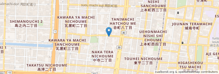 Mapa de ubicacion de ハンバーグ en Japan, Präfektur Osaka, 大阪市, 中央区.