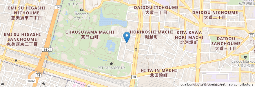 Mapa de ubicacion de ワンパーク en 日本, 大阪府, 大阪市, 天王寺区.