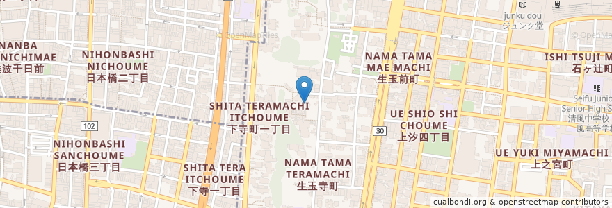 Mapa de ubicacion de 銀山寺 en 日本, 大阪府, 大阪市.