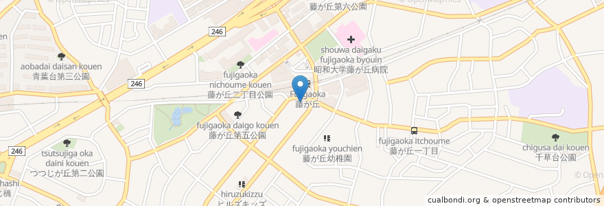 Mapa de ubicacion de 芝信用金庫 en 日本, 神奈川県, 横浜市, 青葉区.