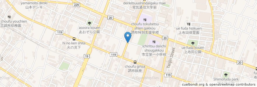 Mapa de ubicacion de 山小屋 en Japan, 東京都, 調布市.