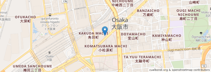 Mapa de ubicacion de 一風堂 梅田店 en اليابان, أوساكا, أوساكا, 北区.