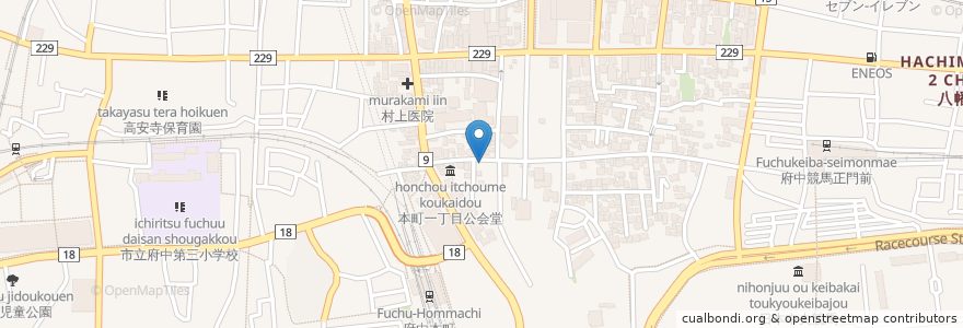 Mapa de ubicacion de カフェ　サンク en Japonya, 東京都, 府中市.