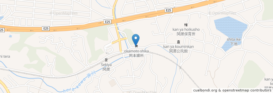 Mapa de ubicacion de 岡本歯科 en 日本, 奈良県, 香芝市.