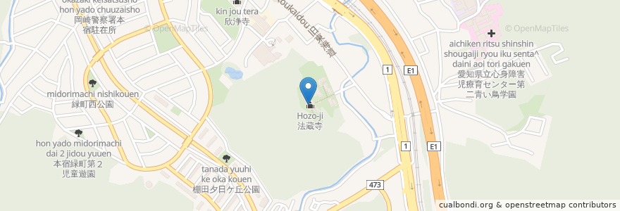 Mapa de ubicacion de 法蔵寺 en ژاپن, 愛知県, 岡崎市.