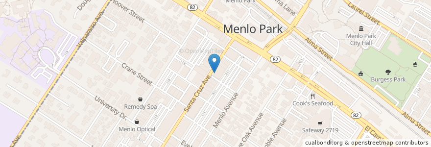 Mapa de ubicacion de Una Mas en United States, California, San Mateo County, Menlo Park.
