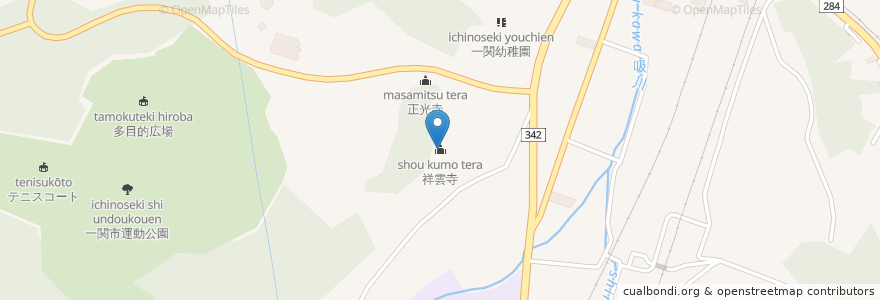 Mapa de ubicacion de 祥雲寺 en Japonya, 岩手県, 一関市.