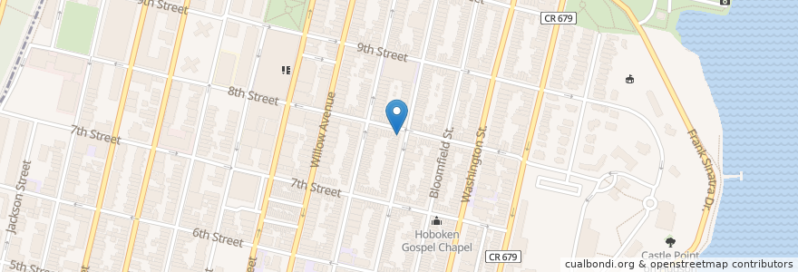 Mapa de ubicacion de Mario's Classic Pizza en Estados Unidos De América, Nueva Jersey, Hudson County, Hoboken.