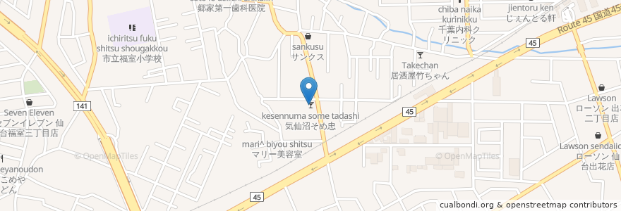 Mapa de ubicacion de 気仙沼そめ忠 en Japonya, 宮城県, 仙台市, 宮城野区.