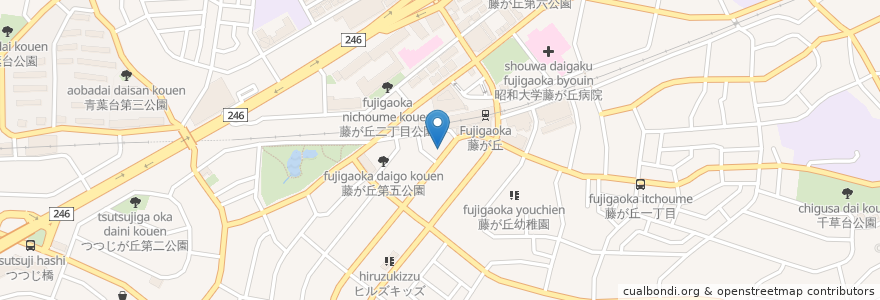 Mapa de ubicacion de 藤が丘歯科 en Japón, Prefectura De Kanagawa, Yokohama, 青葉区.