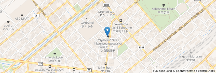 Mapa de ubicacion de 宮尾クリニック 泌尿器科 en Japon, Préfecture De Hokkaidō, 胆振総合振興局, 室蘭市.