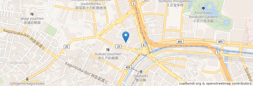Mapa de ubicacion de 飯田橋駅東口郵便局 en Japon, Tokyo.