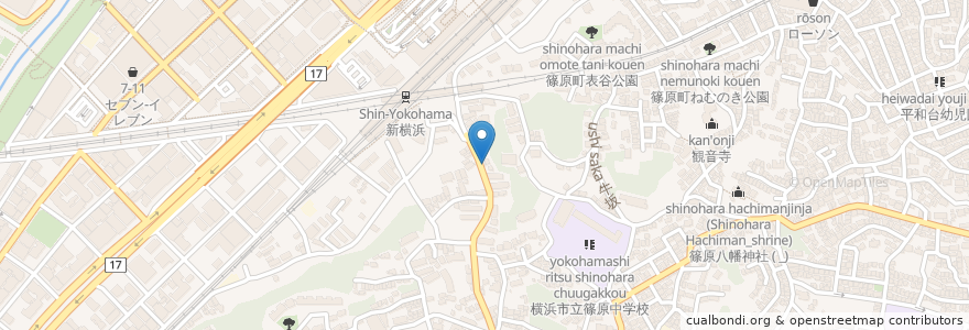 Mapa de ubicacion de はば歯科クリニック新横浜 en Japan, Kanagawa Prefecture, Yokohama, Kohoku Ward.