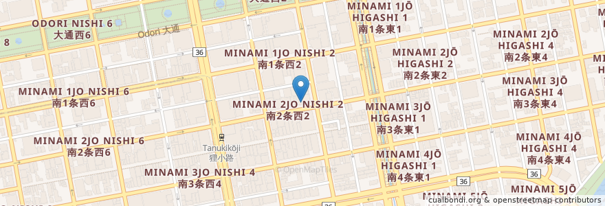 Mapa de ubicacion de スープカレーTreasure en Japan, 北海道, 石狩振興局, Sapporo, 中央区.