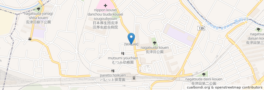 Mapa de ubicacion de ウェーク en 日本, 神奈川縣, 横滨市, 緑区, 青葉区.