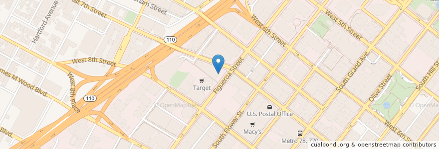 Mapa de ubicacion de Starbucks en الولايات المتّحدة الأمريكيّة, كاليفورنيا, مقاطعة لوس أنجلس, لوس أنجلس.
