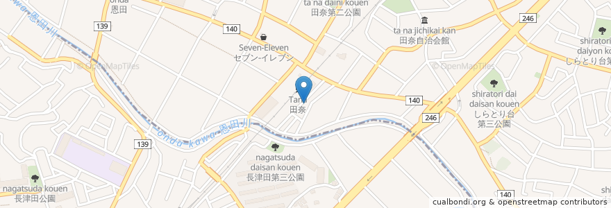 Mapa de ubicacion de テンミョウ薬局 en 일본, 가나가와현, 요코하마시, 緑区, 青葉区.
