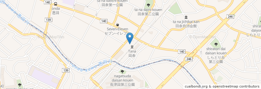Mapa de ubicacion de 青葉区役所 区民活動支援センター en 日本, 神奈川県, 横浜市, 緑区, 青葉区.