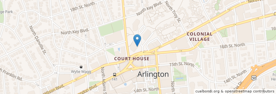 Mapa de ubicacion de Bank of America en アメリカ合衆国, バージニア州, Arlington County, Arlington.