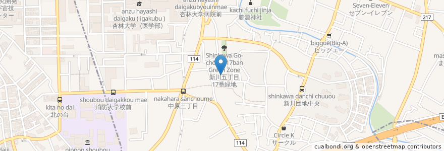 Mapa de ubicacion de アジア・アフリカ語学院 en Japonya, 東京都, 三鷹市.