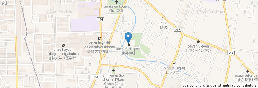 Mapa de ubicacion de 勝淵神社 en 日本, 東京都, 三鷹市.