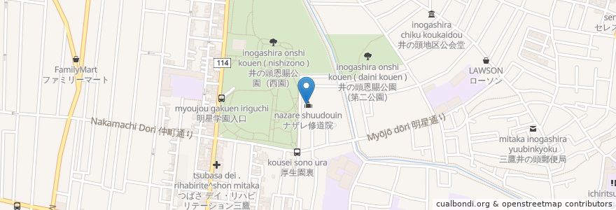 Mapa de ubicacion de ナザレ修道院 en اليابان, 東京都, 三鷹市.